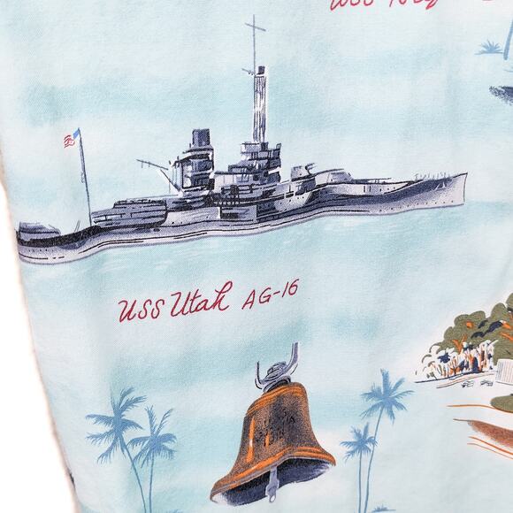 Kalaheo Hawaiian Shirt XL Size Men's USS Arizona Oklahoma Memorial Button Up - Picture 6 of 10